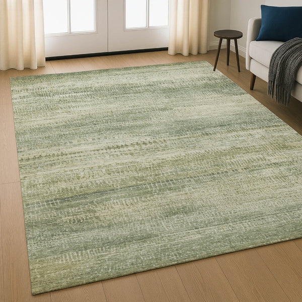 HomeRoots 5' X 8' Sage and Beige Abstract Area Rug – Washable, UV-Protected, Non-Slip Backing for Easy Care 717370