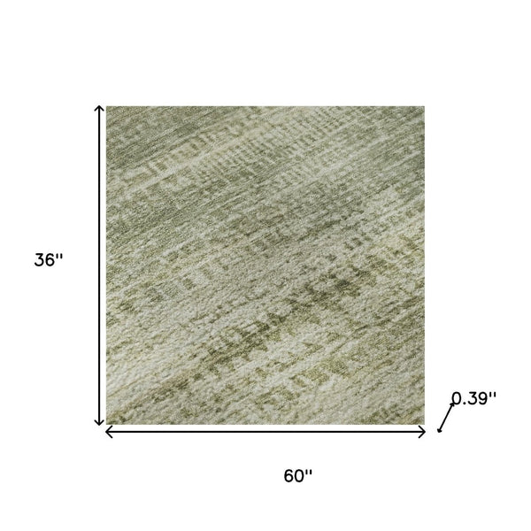 HomeRoots 5' X 8' Sage and Beige Abstract Area Rug – Washable, UV-Protected, Non-Slip Backing for Easy Care 717370