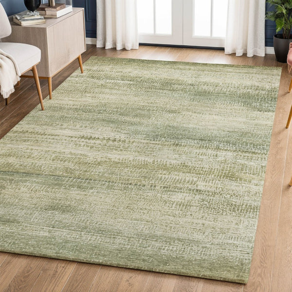 HomeRoots 5' X 8' Sage and Beige Abstract Area Rug – Washable, UV-Protected, Non-Slip Backing for Easy Care 717370
