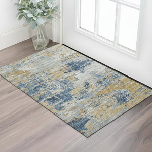 HomeRoots 5' X 8' Sage and Beige Abstract Area Rug – Washable, UV-Protected, Non-Slip Backing for Easy Care 717370