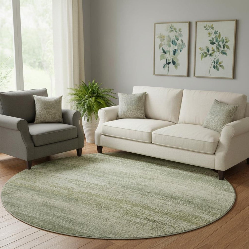 HomeRoots 8' X 10' Sage & Beige Abstract Area Rug - Washable, UV Protected, Stain Resistant for Modern Homes 717372