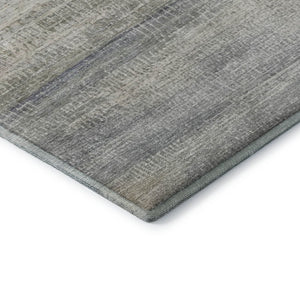 HomeRoots 8' Washable Round Rug in Linen & Gray - Abstract Design with UV Protection for High-Traffic Areas 717377