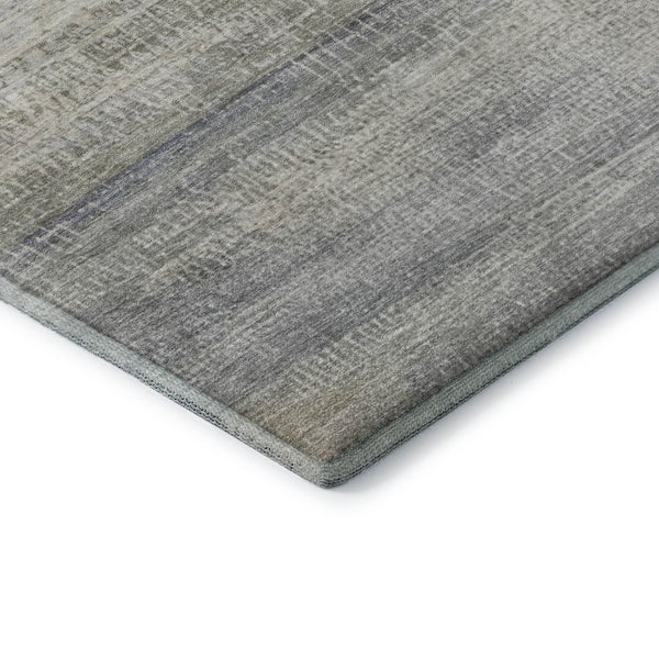 HomeRoots 8' Washable Round Rug in Linen & Gray - Abstract Design with UV Protection for High-Traffic Areas 717377