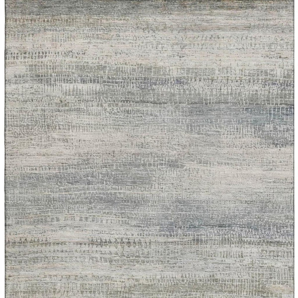 HomeRoots 8' Washable Round Rug in Linen & Gray - Abstract Design with UV Protection for High-Traffic Areas 717377