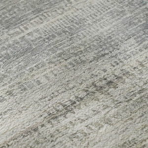 HomeRoots 8' Washable Round Rug in Linen & Gray - Abstract Design with UV Protection for High-Traffic Areas 717377