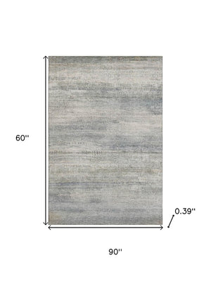 HomeRoots 8' Washable Round Rug in Linen & Gray - Abstract Design with UV Protection for High-Traffic Areas 717377