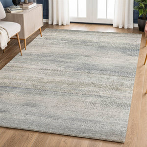 HomeRoots 8' Washable Round Rug in Linen & Gray - Abstract Design with UV Protection for High-Traffic Areas 717377