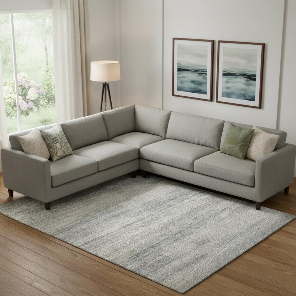 HomeRoots 10' Linen and Gray Abstract Area Rug - Washable, UV-Resistant, Durable Design for Busy Homes! 717380