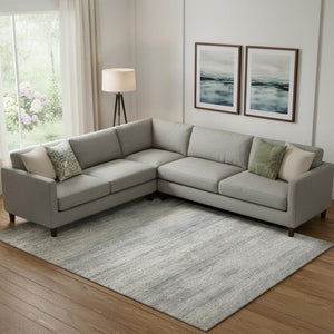 HomeRoots 10' Linen and Gray Abstract Area Rug - Washable, UV-Resistant, Durable Design for Busy Homes! 717380