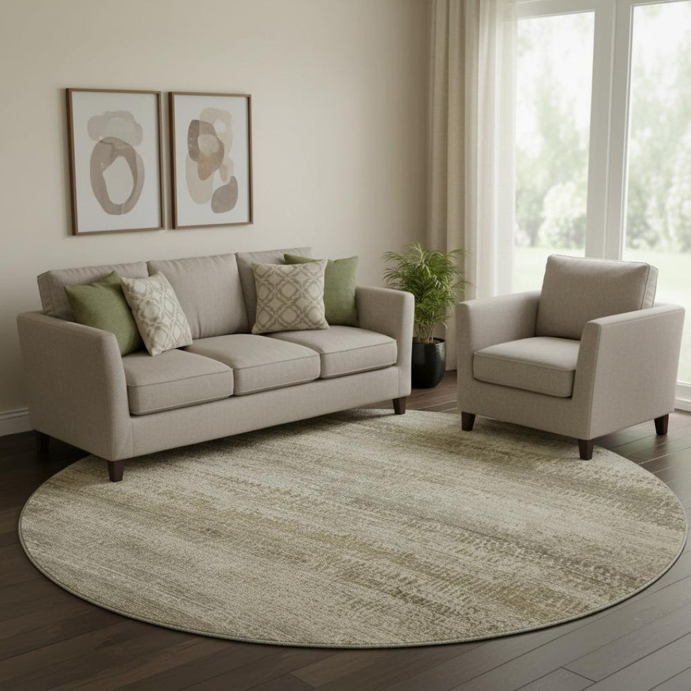HomeRoots 8' X 10' Taupe and Beige Abstract Area Rug - Washable, UV Protected, Perfect for Modern Spaces! 717384