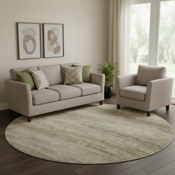 HomeRoots 8' X 10' Taupe and Beige Abstract Area Rug - Washable, UV Protected, Perfect for Modern Spaces! 717384