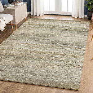HomeRoots 9' X 12' Taupe And Beige Abstract Area Rug - Washable, UV Protected, Non-Slip for High-Traffic Spaces 717385