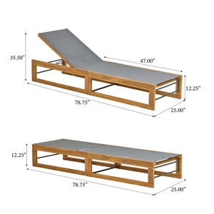 English Elm Mia Outdoor Acacia Wood Chaise Lounge with Breathable Mesh for Pool Deck or Patio N776P301495D