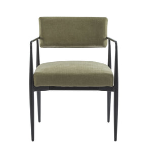 English Elm Christopher Knight Home® - Nora Mid-Century Dining Arm Chair with Foam-Padded High Back, Textured Fabric & Sturdy Metal Legs Black,Olive Green 30.7 L x 25.2 W x 19.7 H N776P272040G