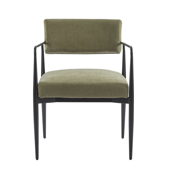 English Elm Christopher Knight Home® - Nora Mid-Century Dining Arm Chair with Foam-Padded High Back, Textured Fabric & Sturdy Metal Legs Black,Olive Green 30.7 L x 25.2 W x 19.7 H N776P272040G