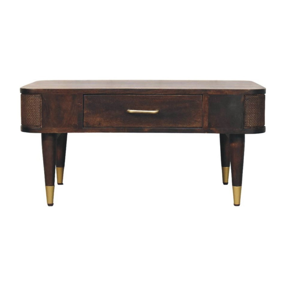 HomeRoots 34" Solid Wood Coffee Table with Drawer & Shelf - Elegant Brown Design for Stylish Storage Solutions 717414