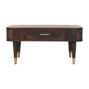 HomeRoots 34" Solid Wood Coffee Table with Drawer & Shelf - Elegant Brown Design for Stylish Storage Solutions 717414