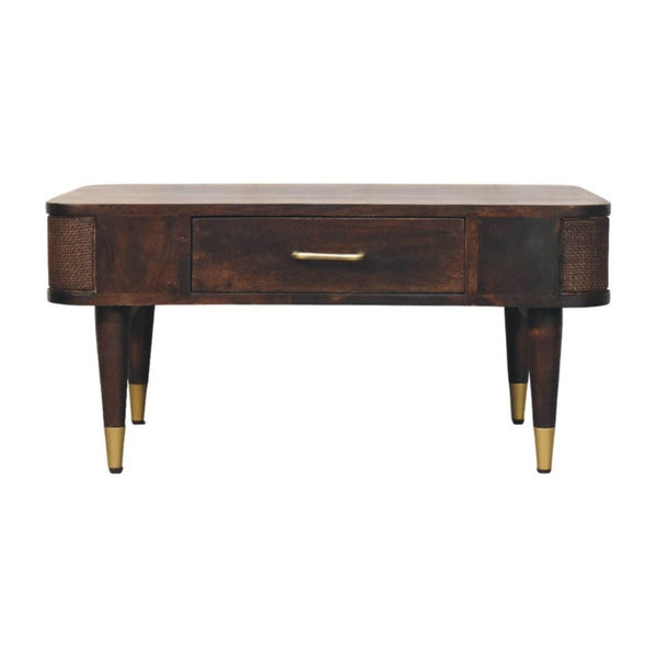 HomeRoots 34" Solid Wood Coffee Table with Drawer & Shelf - Elegant Brown Design for Stylish Storage Solutions 717414