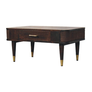 HomeRoots 34" Solid Wood Coffee Table with Drawer & Shelf - Elegant Brown Design for Stylish Storage Solutions 717414