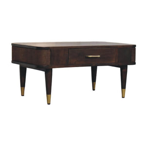 HomeRoots 34" Solid Wood Coffee Table with Drawer & Shelf - Elegant Brown Design for Stylish Storage Solutions 717414
