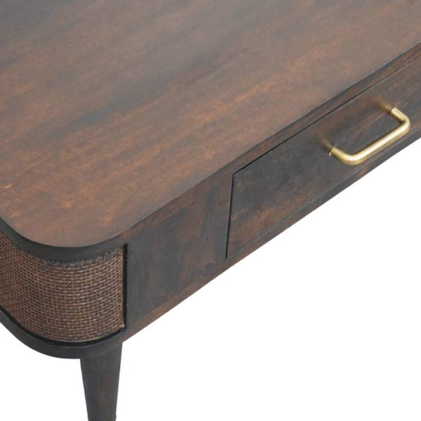 HomeRoots 34" Solid Wood Coffee Table with Drawer & Shelf - Elegant Brown Design for Stylish Storage Solutions 717414