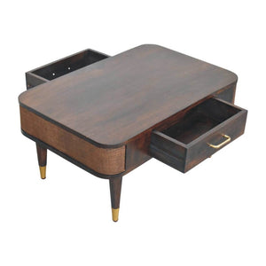 HomeRoots 34" Solid Wood Coffee Table with Drawer & Shelf - Elegant Brown Design for Stylish Storage Solutions 717414