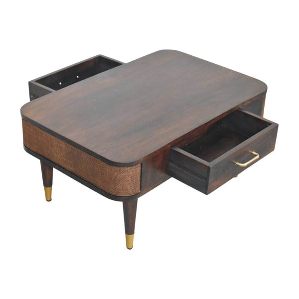 HomeRoots 34" Solid Wood Coffee Table with Drawer & Shelf - Elegant Brown Design for Stylish Storage Solutions 717414