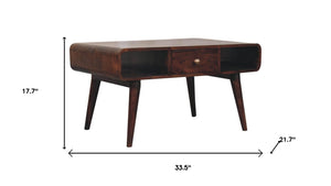 HomeRoots 32" Solid Wood Coffee Table with Drawer - Timeless Brown Finish, Classic Design & Functional Storage 717415