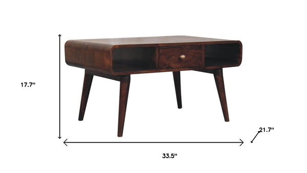 HomeRoots 32" Solid Wood Coffee Table with Drawer - Timeless Brown Finish, Classic Design & Functional Storage 717415
