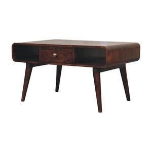 HomeRoots 32" Solid Wood Coffee Table with Drawer - Timeless Brown Finish, Classic Design & Functional Storage 717415