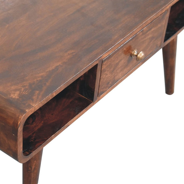 HomeRoots 32" Solid Wood Coffee Table with Drawer - Timeless Brown Finish, Classic Design & Functional Storage 717415