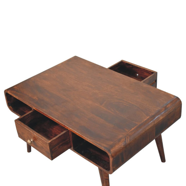 HomeRoots 32" Solid Wood Coffee Table with Drawer - Timeless Brown Finish, Classic Design & Functional Storage 717415