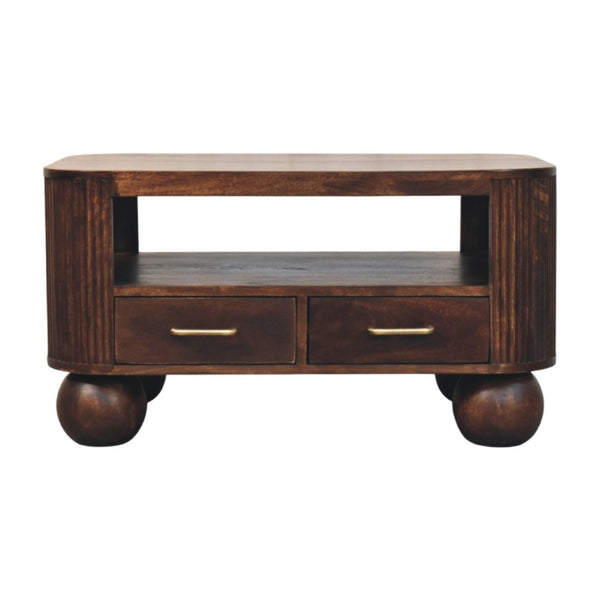 HomeRoots 33" Brown Solid Wood Coffee Table with Drawer - Timeless Centerpiece for Modern Living Spaces 717417