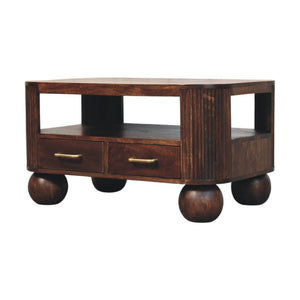 HomeRoots 33" Brown Solid Wood Coffee Table with Drawer - Timeless Centerpiece for Modern Living Spaces 717417