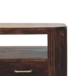 HomeRoots 33" Brown Solid Wood Coffee Table with Drawer - Timeless Centerpiece for Modern Living Spaces 717417