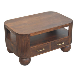 HomeRoots 33" Brown Solid Wood Coffee Table with Drawer - Timeless Centerpiece for Modern Living Spaces 717417