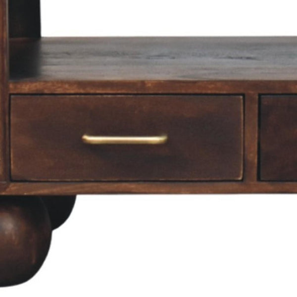 HomeRoots 33" Brown Solid Wood Coffee Table with Drawer - Timeless Centerpiece for Modern Living Spaces 717417