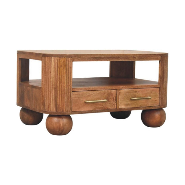 HomeRoots 32" Solid Wood Coffee Table with Drawer – Elegant Brown Finish, Versatile Storage for Any Space 717418
