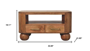 HomeRoots 32" Solid Wood Coffee Table with Drawer – Elegant Brown Finish, Versatile Storage for Any Space 717418