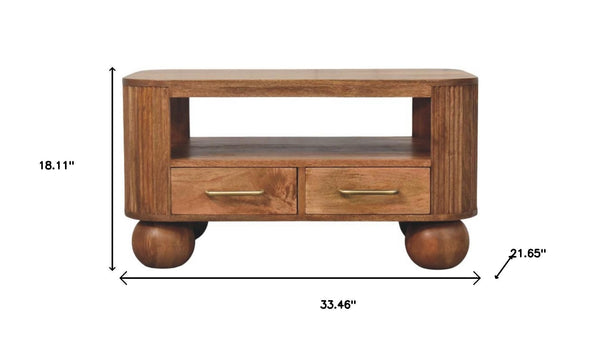 HomeRoots 32" Solid Wood Coffee Table with Drawer – Elegant Brown Finish, Versatile Storage for Any Space 717418
