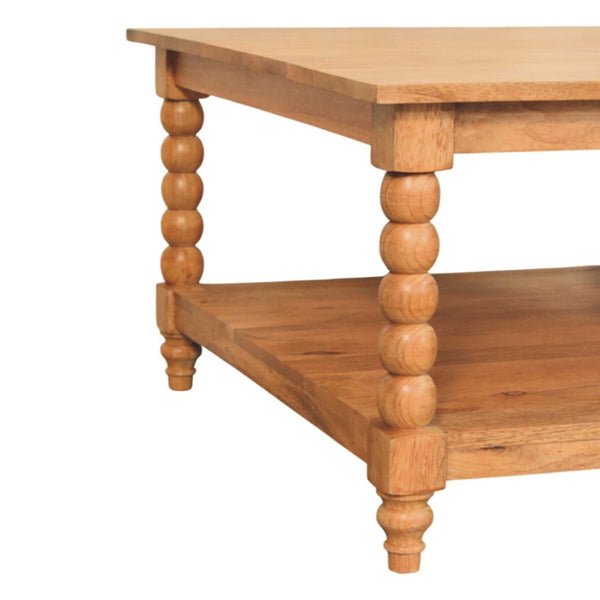 HomeRoots 32" Timeless Brown Solid Wood Coffee Table with Drawer & Shelf for Stylish Living Room Organization 717419