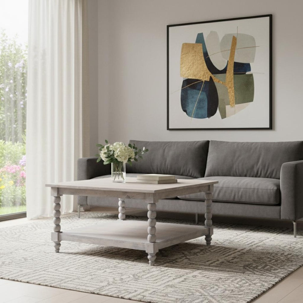 HomeRoots 43" Brown Solid Wood Coffee Table with Drawer - Elegant Design, Versatile Storage for Any Space 717420