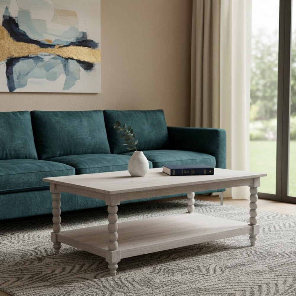 HomeRoots 30" Elegant Brown Solid Wood Coffee Table with Drawer – Timeless Design & Functional Storage Solution 717421
