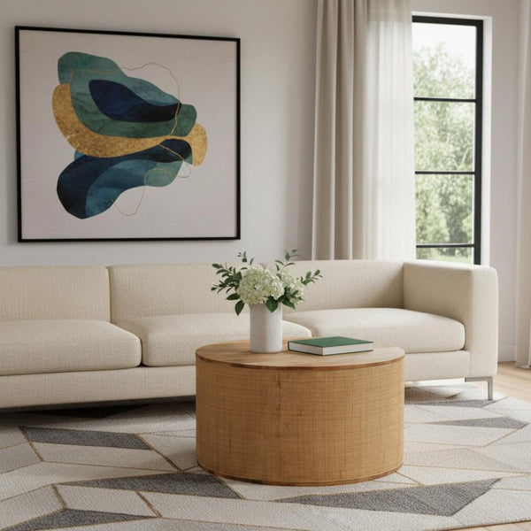 HomeRoots 32" Brown Solid Wood Coffee Table - Timeless Elegance, Durable Design, No Assembly Needed, Unique Style 717422