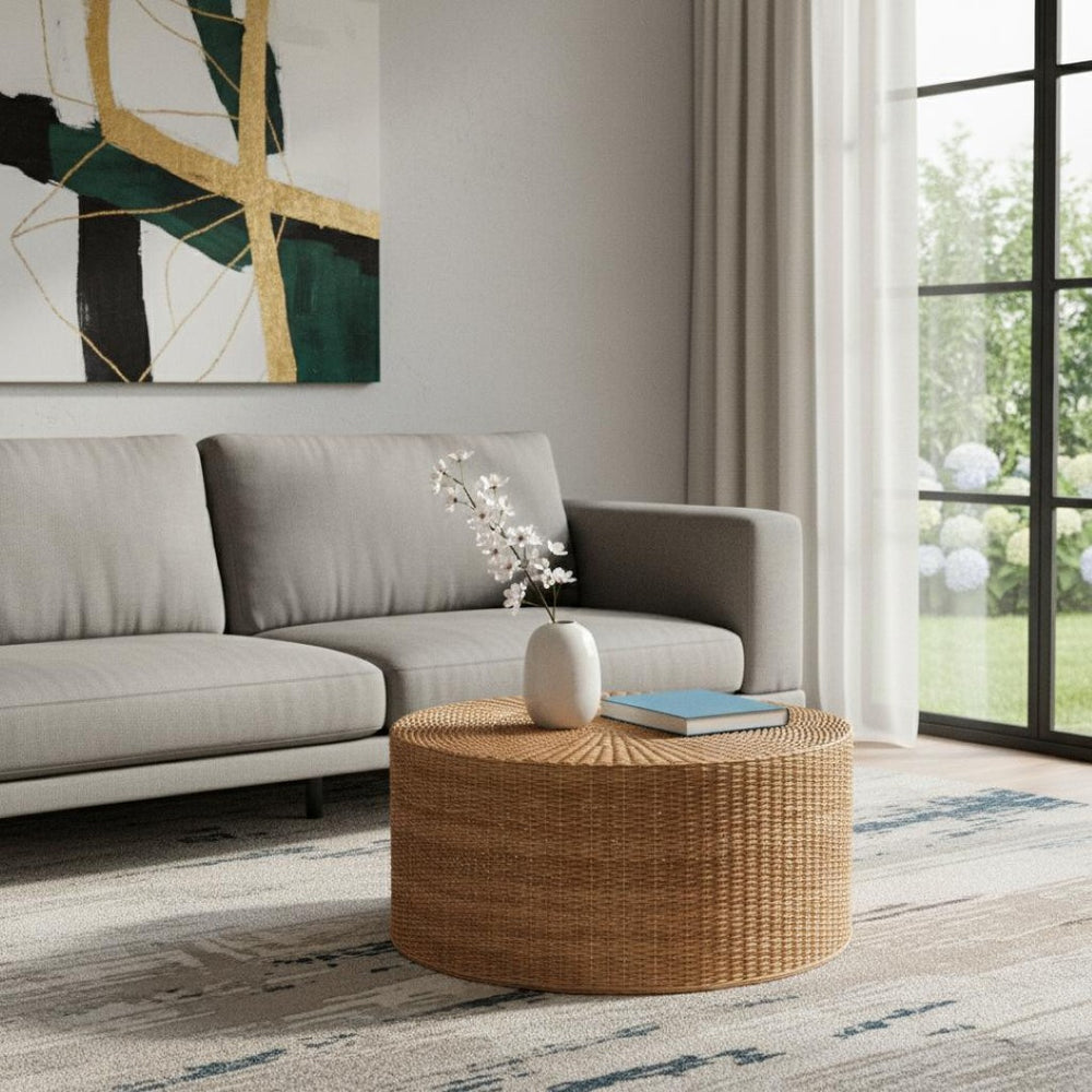 HomeRoots 32" Brown Solid Wood Coffee Table - Timeless Artisan Design, Fully Assembled, Perfect for Any Space 717423
