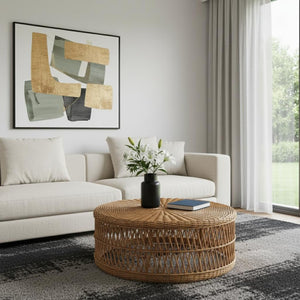 HomeRoots 43" White Wood Square Pedestal Coffee Table – Modern Design with Built-in Drawer for Tidy Spaces 717424