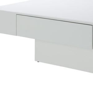 HomeRoots 47" Contemporary Square Block Coffee Table with Black Wood & White Cement, 2 Drawers for Storage 717425