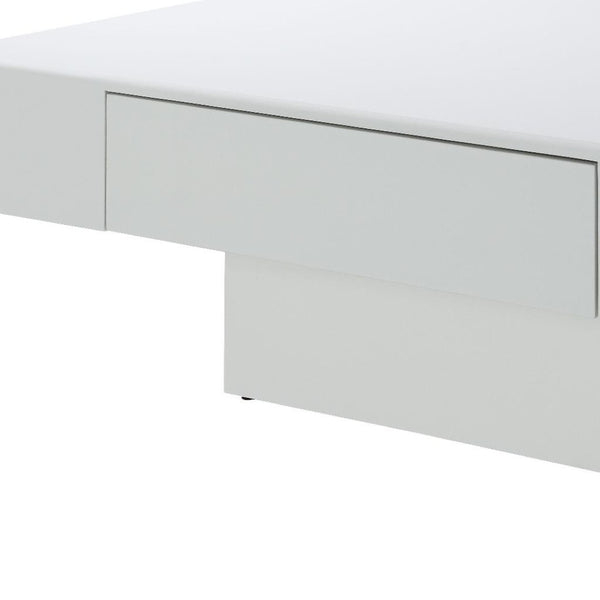 HomeRoots 47" Contemporary Square Block Coffee Table with Black Wood & White Cement, 2 Drawers for Storage 717425