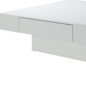 HomeRoots 47" Contemporary Square Block Coffee Table with Black Wood & White Cement, 2 Drawers for Storage 717425