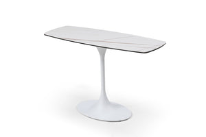 HomeRoots 72" White and Gold Marble Console Table with Shelf – Elegant Stone Design for Living Room & Entryway 717431